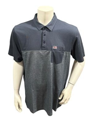 Travis Mathew Men’s Golf Polo Shirt Blue Gray Colorblock  Short Sleeve XXL